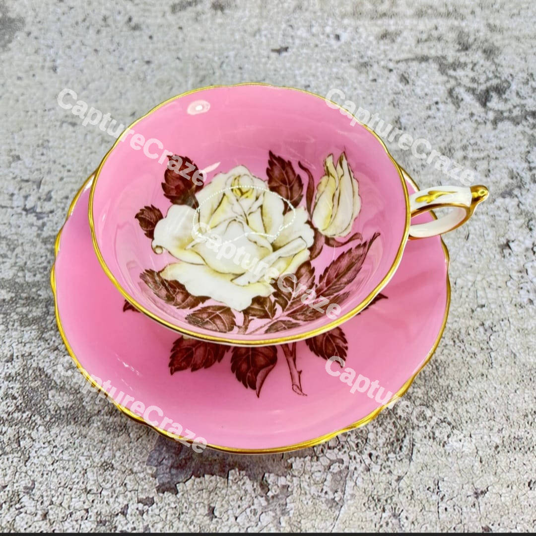 Floral pink tea cup